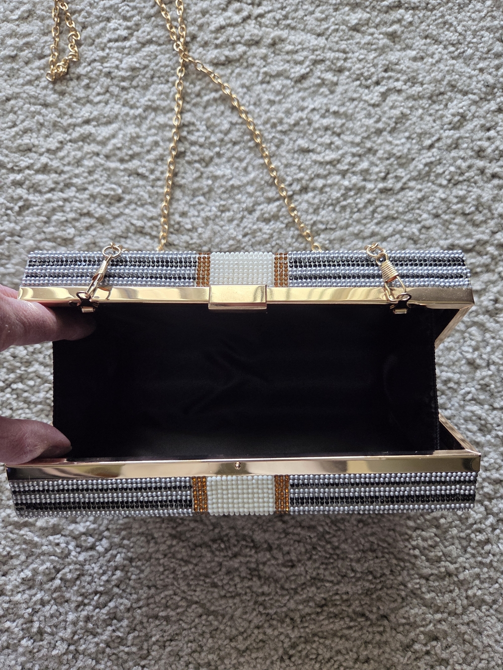 Beaded Black and Gold Handbag